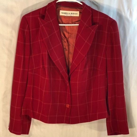 Mariella Burani Jackets & Blazers - Mariella Burani Plus Size Vintage Red 2 Button Blazer Pure Lana Wool Blend 14